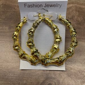 Gold Bamboo Earrings Large